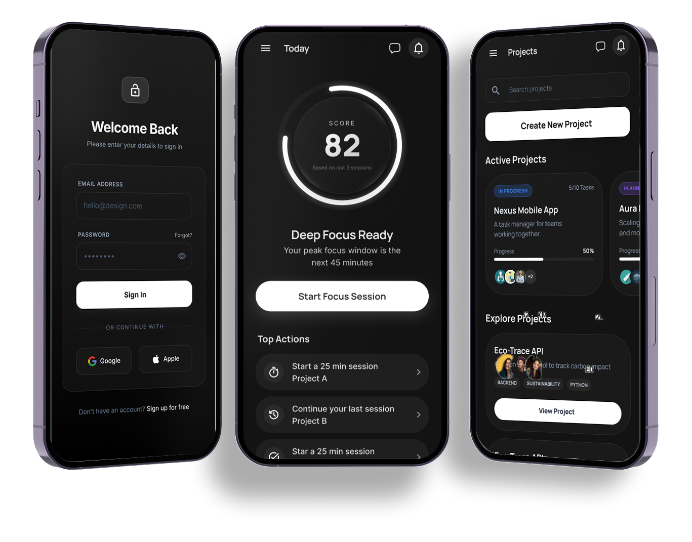 Focus Space App Mockup